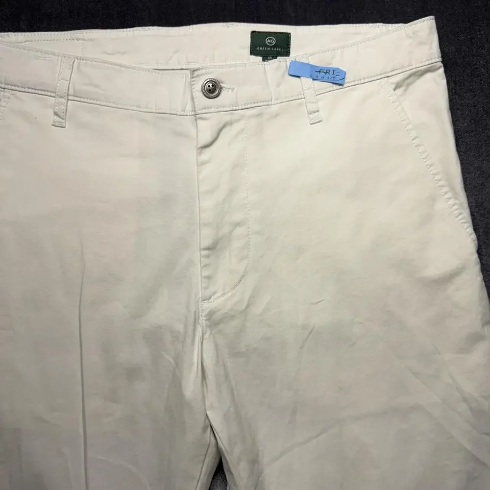AG Green Label Pants Mens 34x32 White Straight Leg Stretch Chino Casual